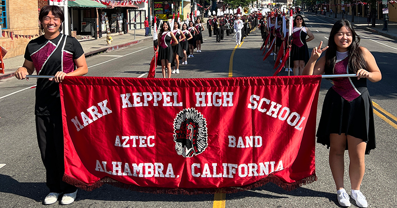 Mark Keppel Color Guard leading a community parade