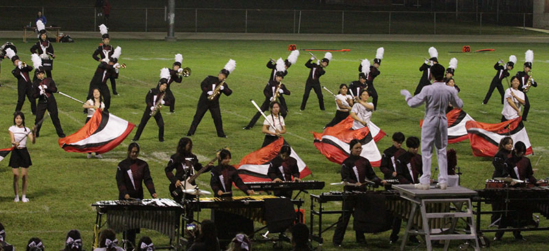 Mark Keppel Band performing under stadium lights